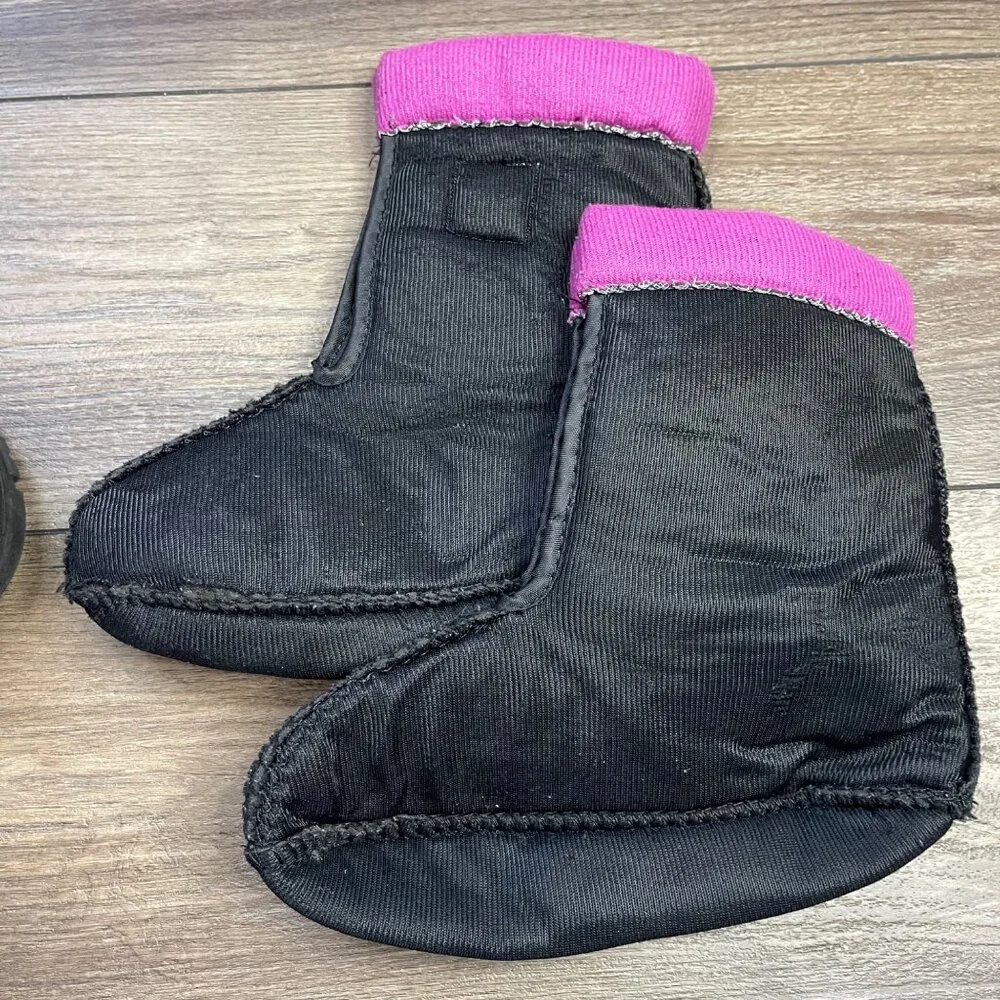 Totes Jean Snow Boots Girls‎ Size 3 Slip On Bungee Closure Suede Leather FAIR
